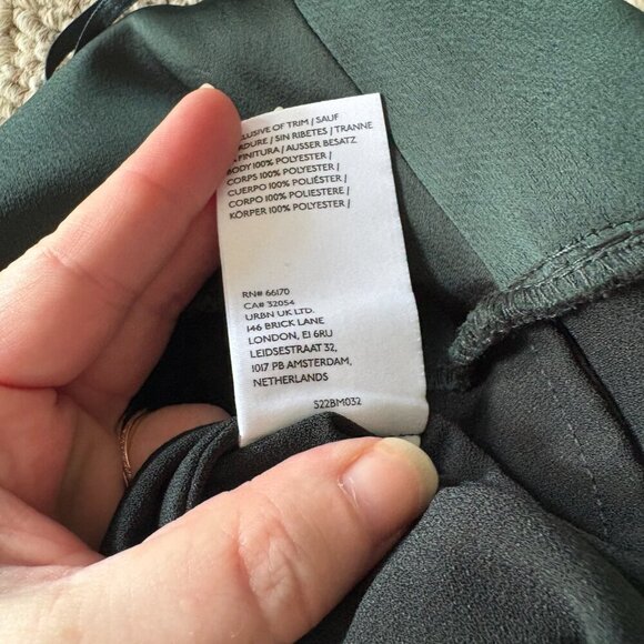 BHLDN Forest Green Maxi Slip Dress | Size 16 | Crisscross Back & High Slit - Picture 11 of 11